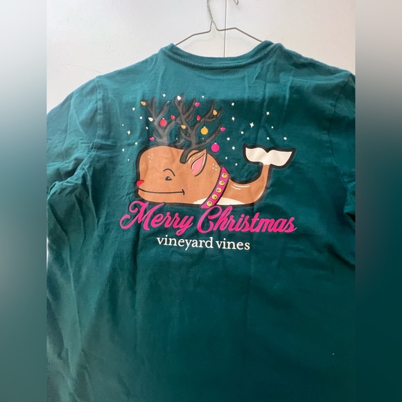 VINEYARD VINES GREEN CHRISTMAS LONG SLEEVE KIDS POCKET TEE MEDIUM (12-14) - Picture 3 of 9